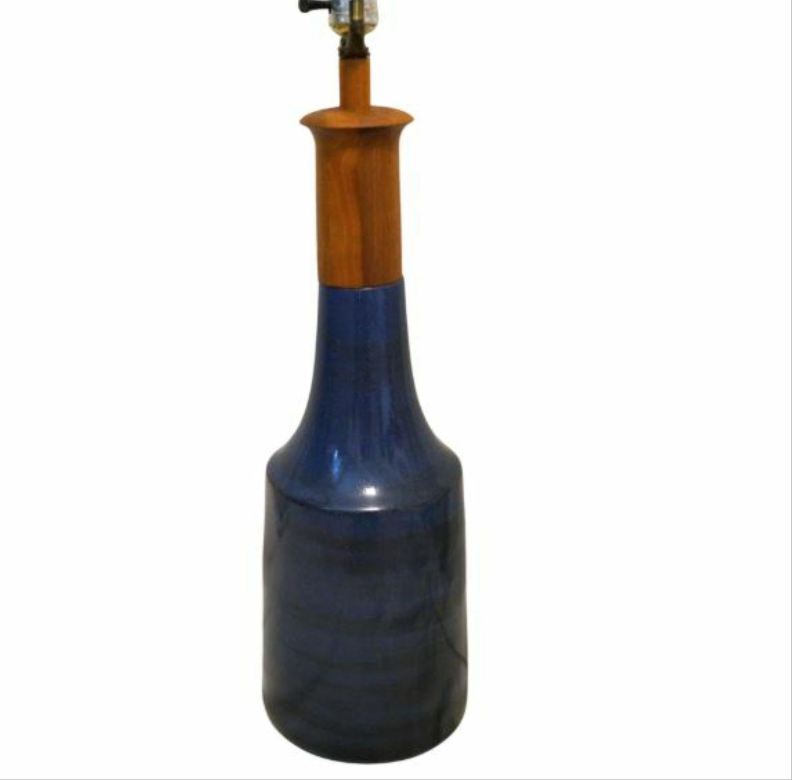 Grande lampada da tavolo in teak con gres di Marshall Studios del Mid Century Modern 1950 in vendita 4