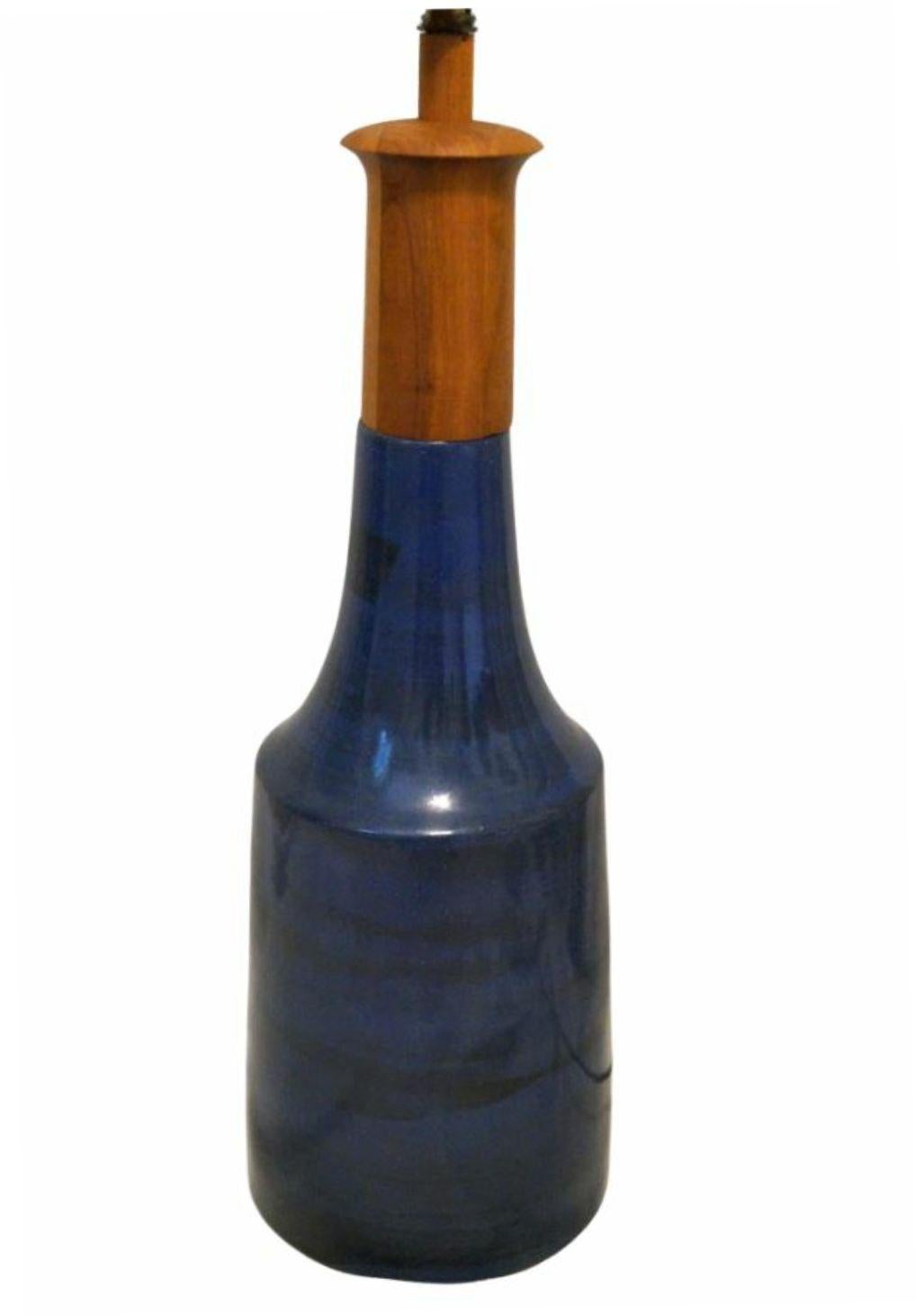 Grande lampada da tavolo in teak con gres di Marshall Studios del Mid Century Modern 1950 in vendita 5