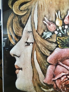 Large Mid-Century Modern Milano Italy Female Bust Lithograph Wall Art