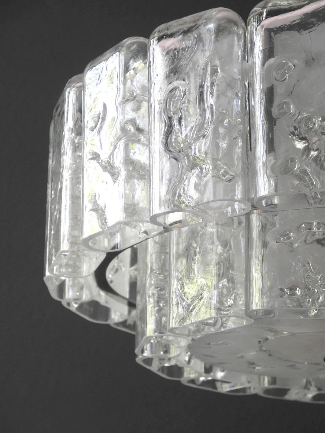 Large Mid-Century Modern Modernist Doria Crystal Glass Chandelier For Sale 4