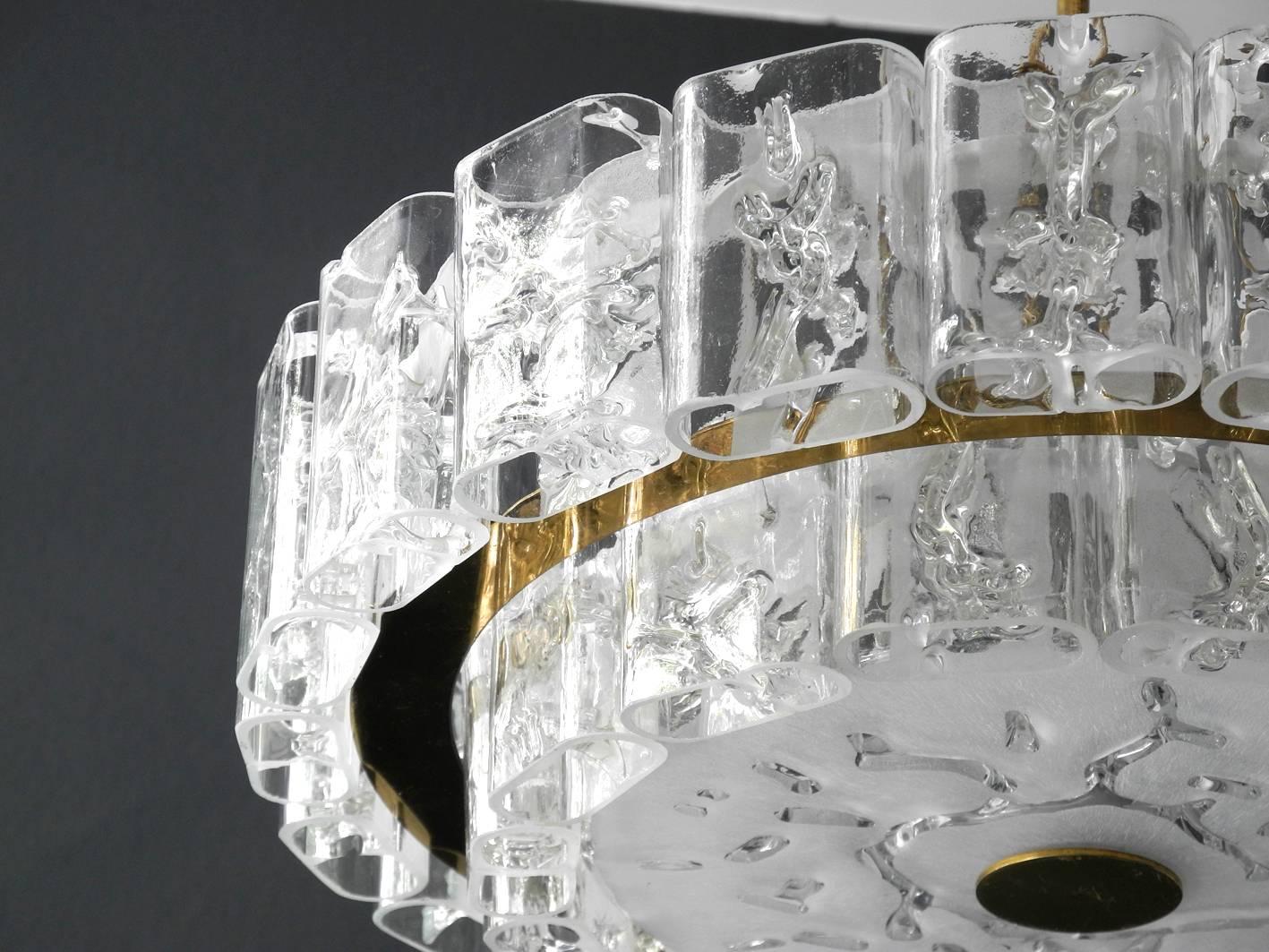Large Mid-Century Modern Modernist Doria Crystal Glass Chandelier In Good Condition In München, DE