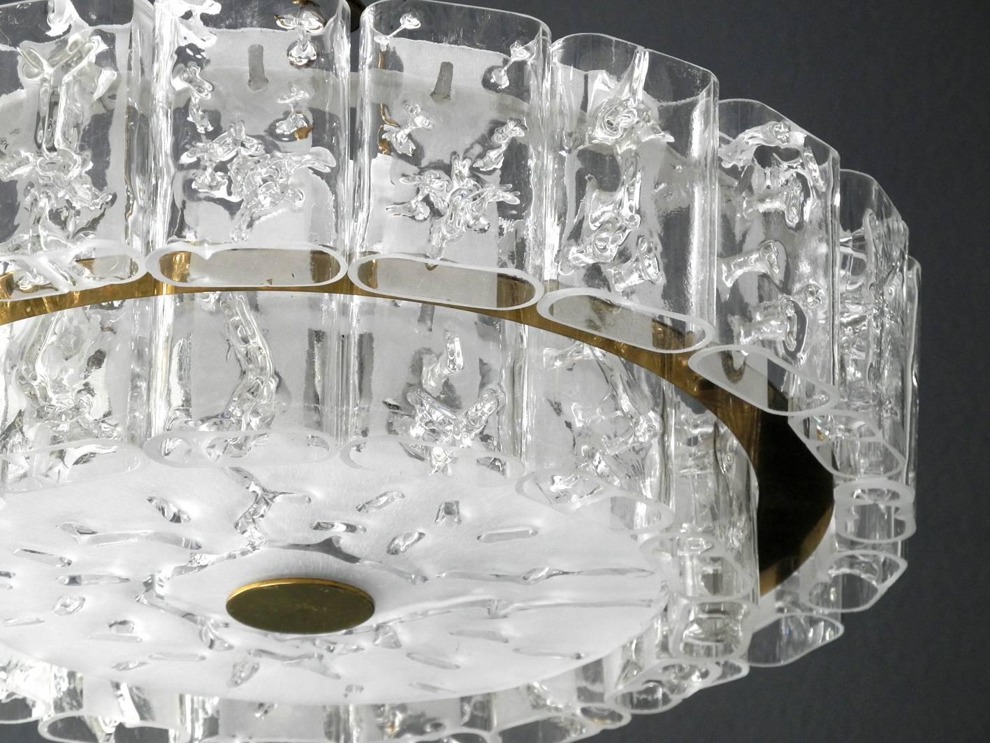 Mid-20th Century Large Mid-Century Modern Modernist Doria Crystal Glass Chandelier