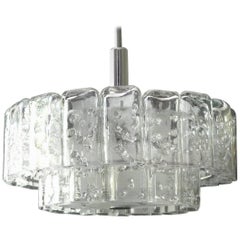 Large Mid-Century Modern Modernist Doria Crystal Glass Chandelier