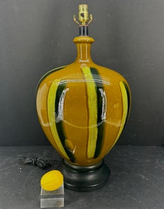 Large Mid-Century Modern Multi Striped Ceramic Lamp