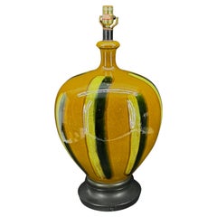 Large Mid-Century Modern Multi Striped Ceramic Lamp