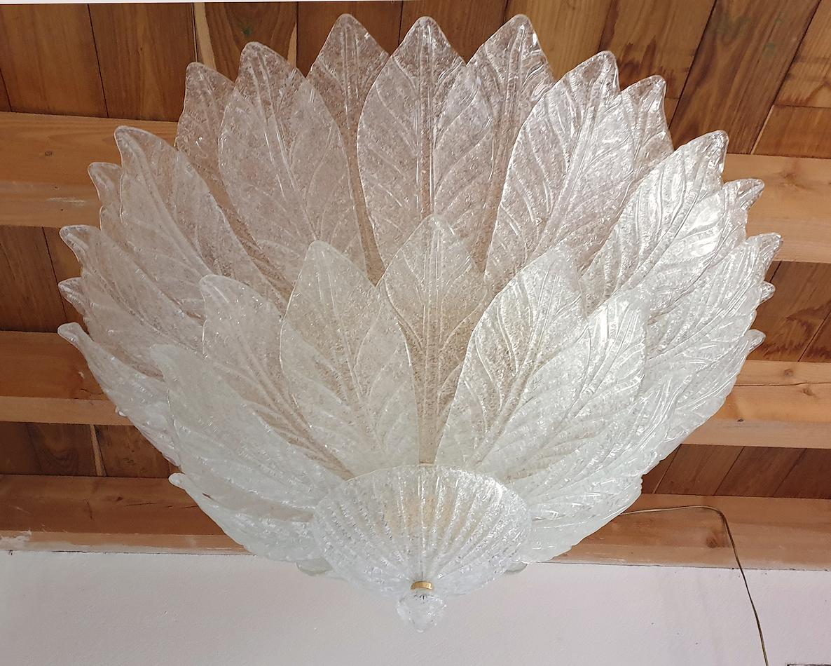 Large Mid-Century Modern Murano Flushmount Chandelier by Barovier, Italy, 1960s In Excellent Condition In Dallas, TX