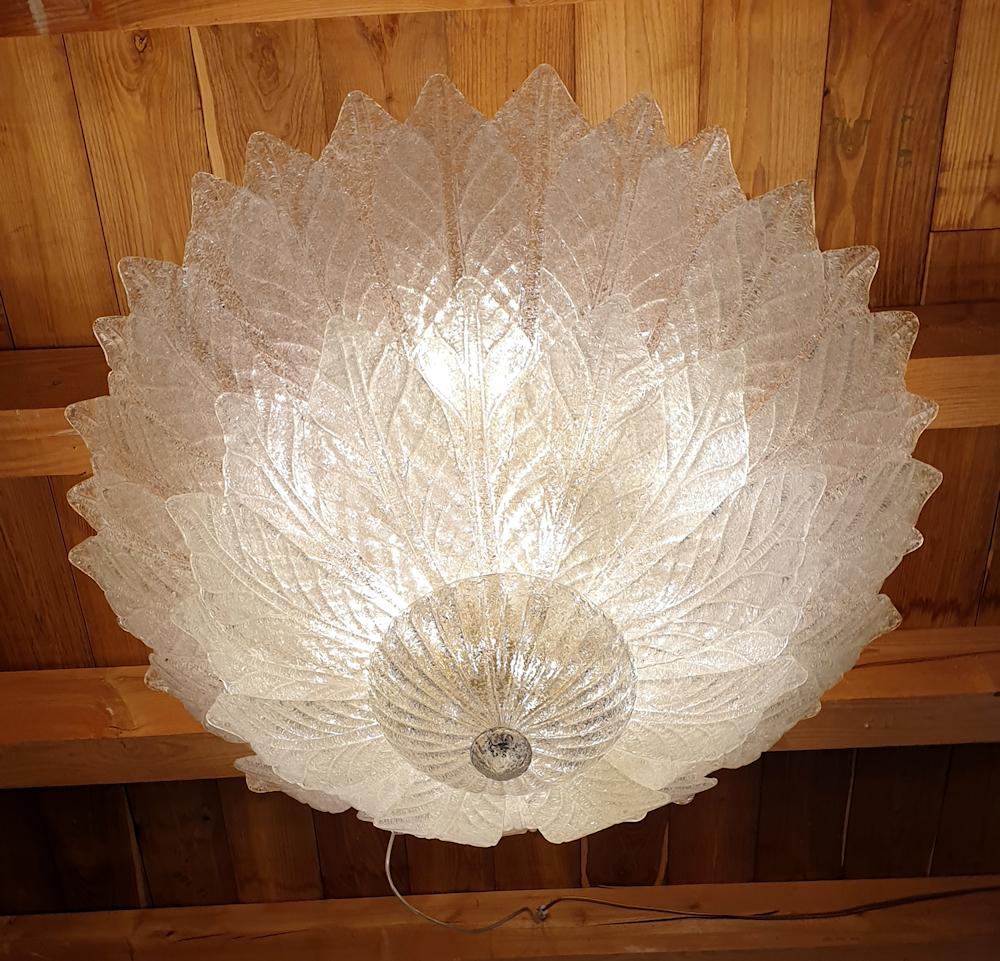 Large Mid-Century Modern Murano Flushmount Chandelier by Barovier, Italy, 1960s 1