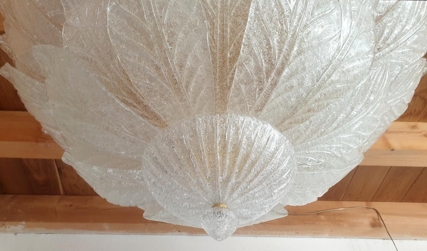 Large Mid-Century Modern Murano Flushmount Chandelier by Barovier, Italy, 1960s 3