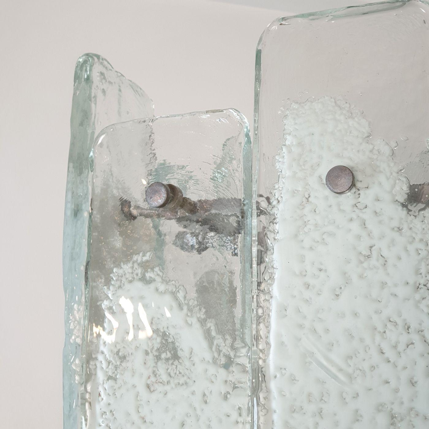 Kronleuchter aus weißem Murano-Glas von Mazzega im Angebot 4
