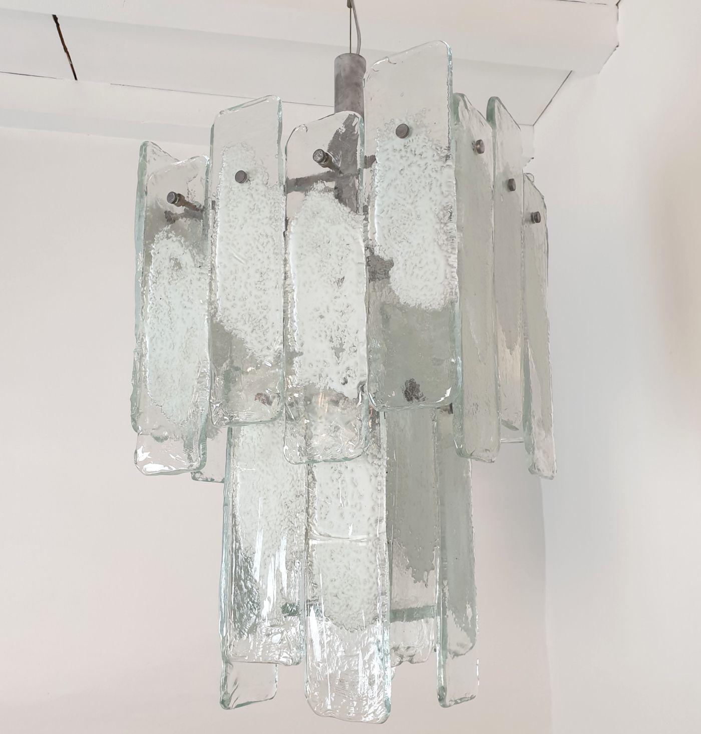 Murano Glass White Murano glass chandelier by Mazzega For Sale