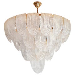 Large Mid-Century Modern Murano Glass Chandelier/Flushmount Mazzega Style 1970s