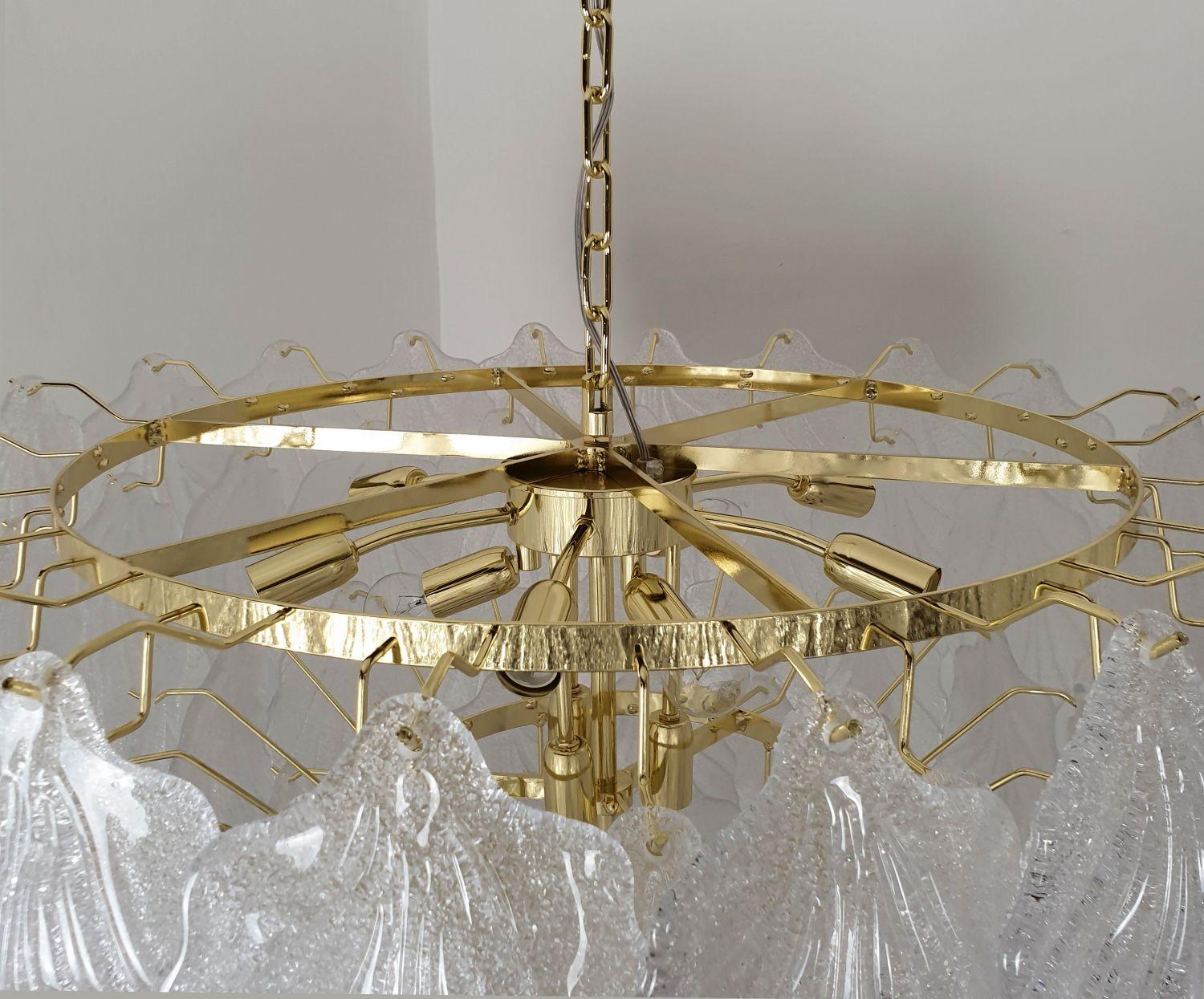 Murano glass clear leaves chandelier Italy 6