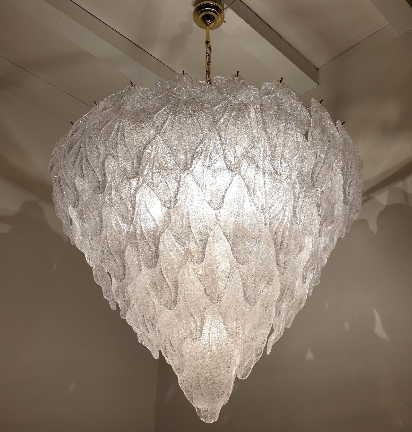 Italian Murano glass clear leaves chandelier Italy