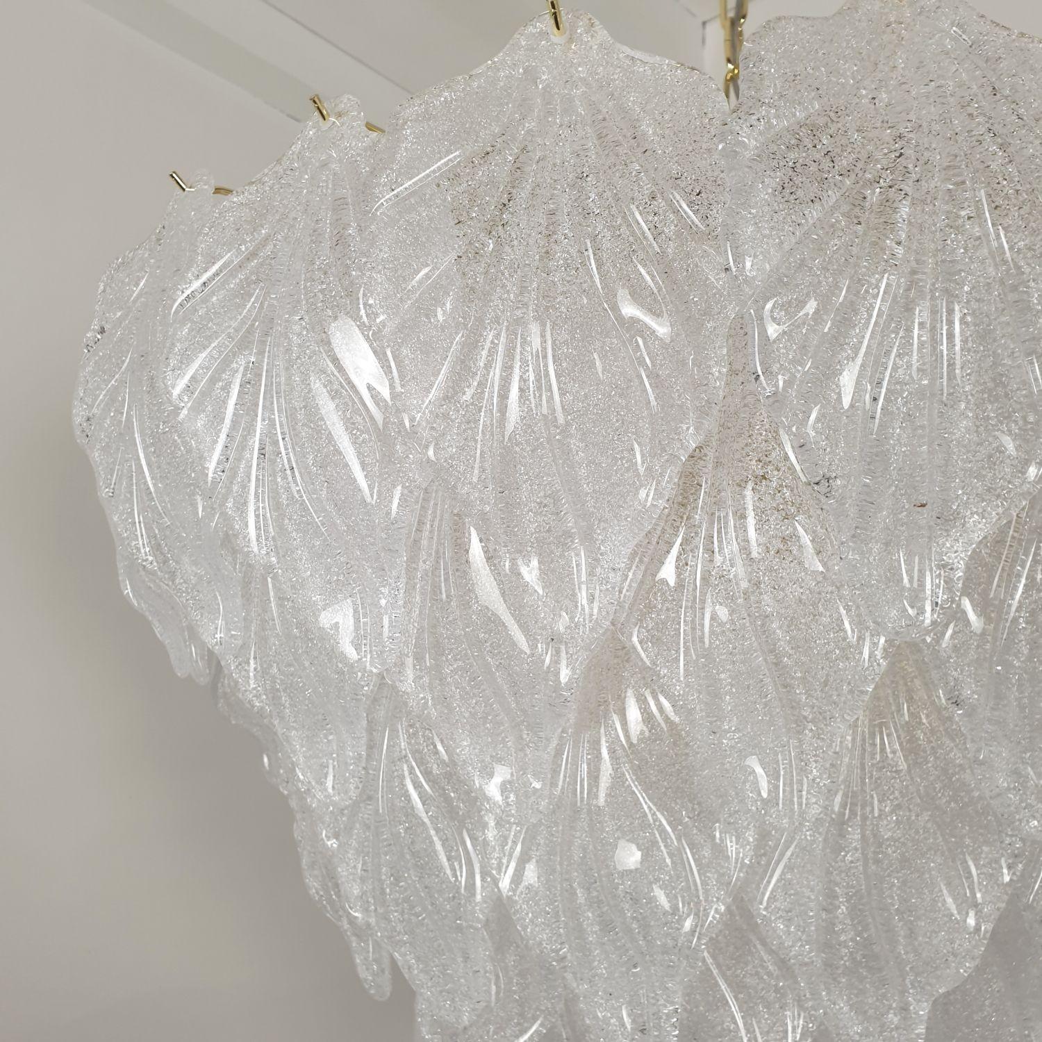 Murano glass clear leaves chandelier Italy 2
