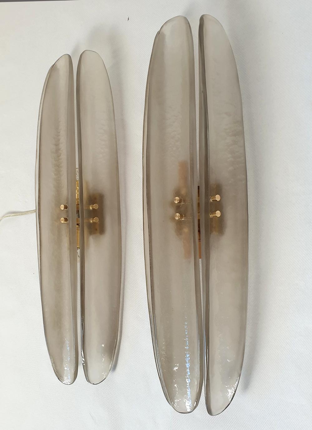 Mid-Century Modern Mid Century Modern Murano Glass Tan Sconces Mazzega Style - a pair