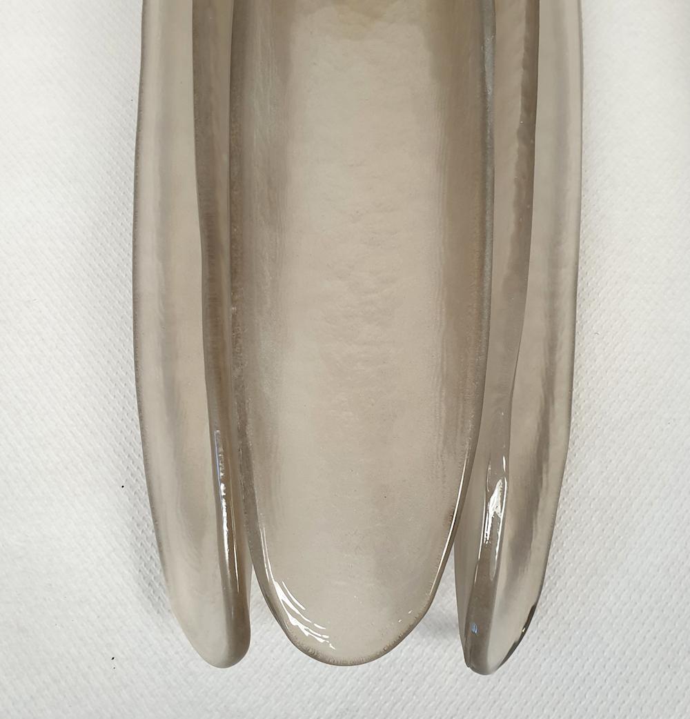 Late 20th Century Mid Century Modern Murano Glass Tan Sconces Mazzega Style - a pair