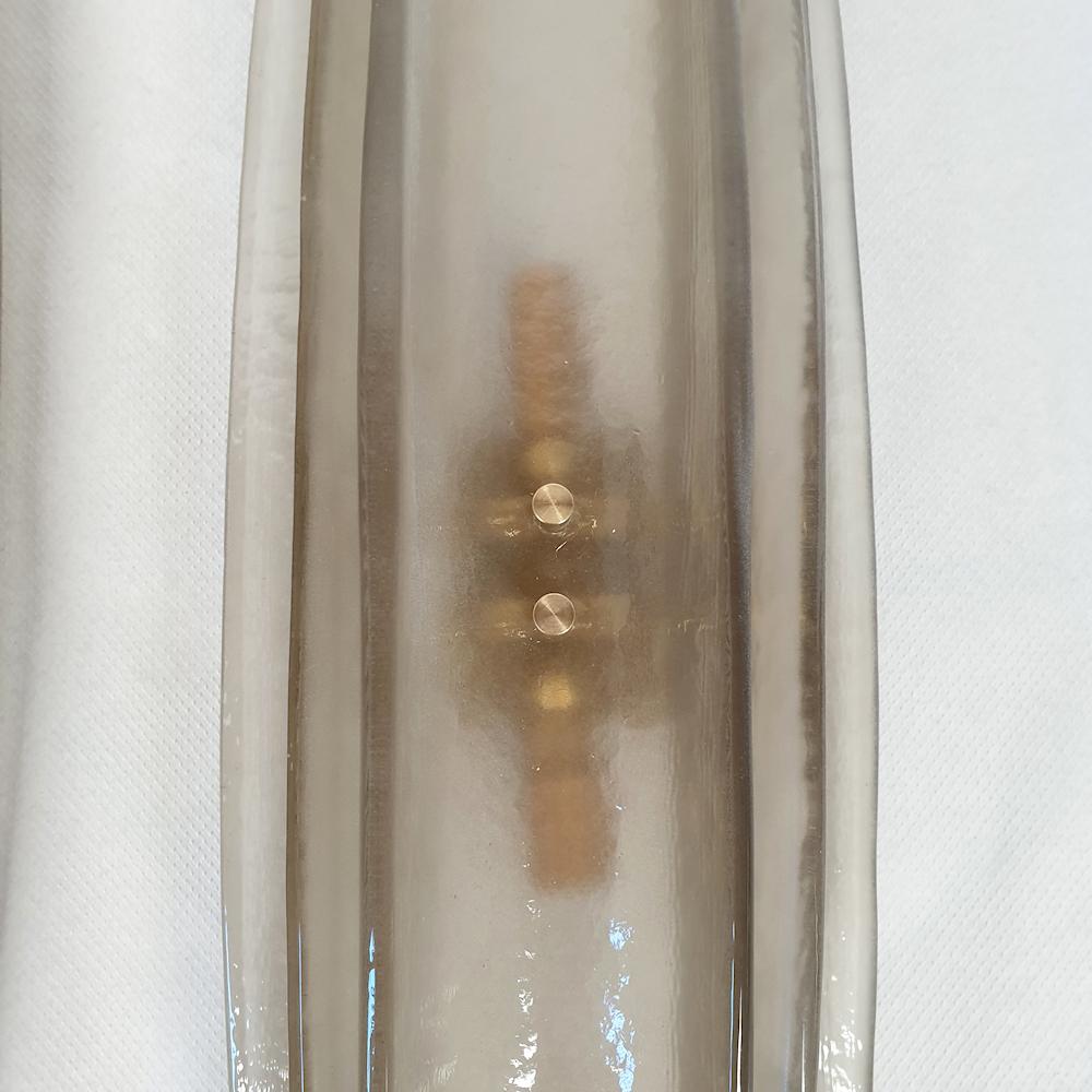 Brass Mid Century Modern Murano Glass Tan Sconces Mazzega Style - a pair