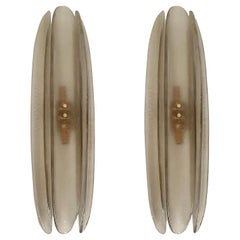 Mid Century Modern Murano Glass Tan Sconces Mazzega Style - a pair