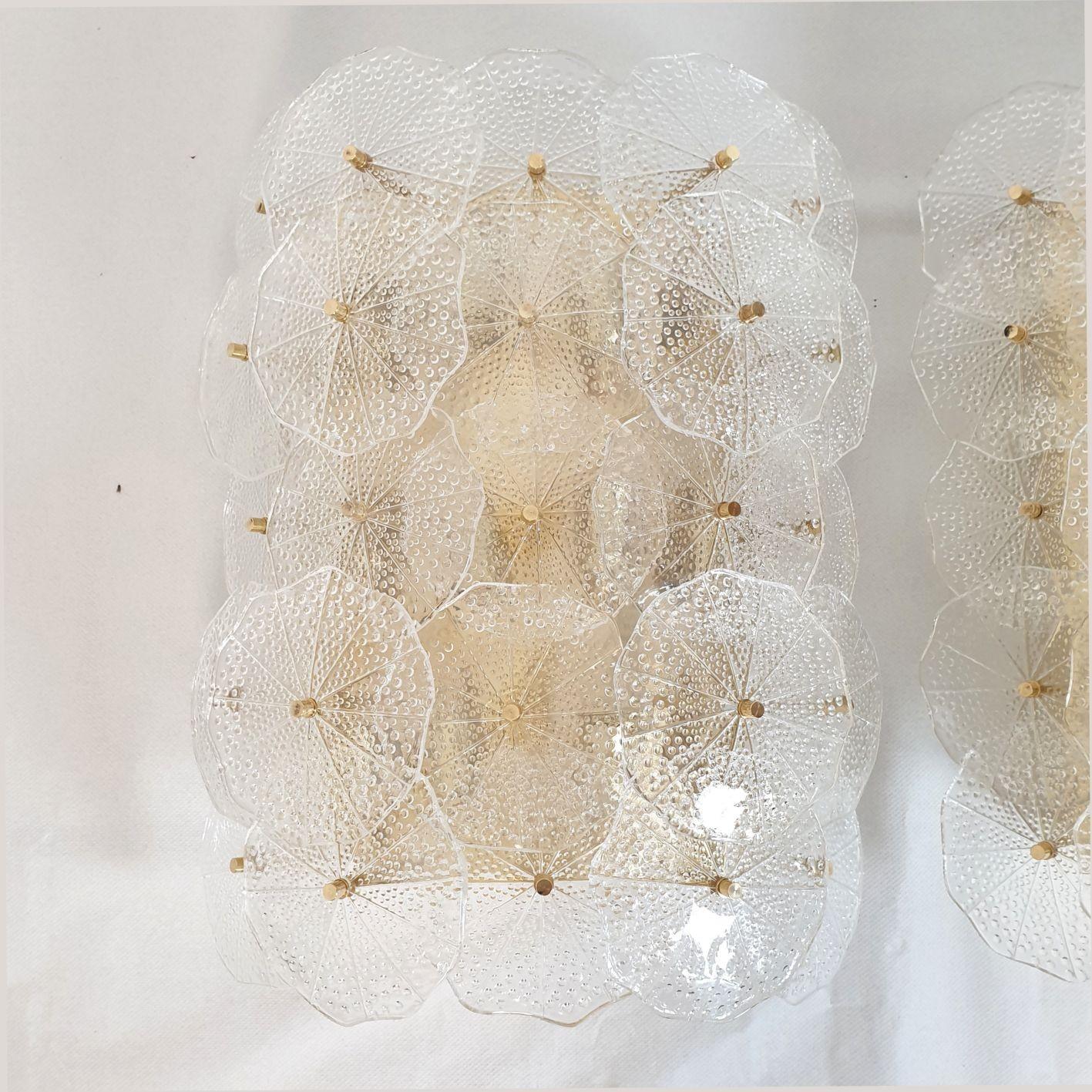 Large Mid-Century Modern Murano Glass Sconces, Vistosi Style, a Pair 1