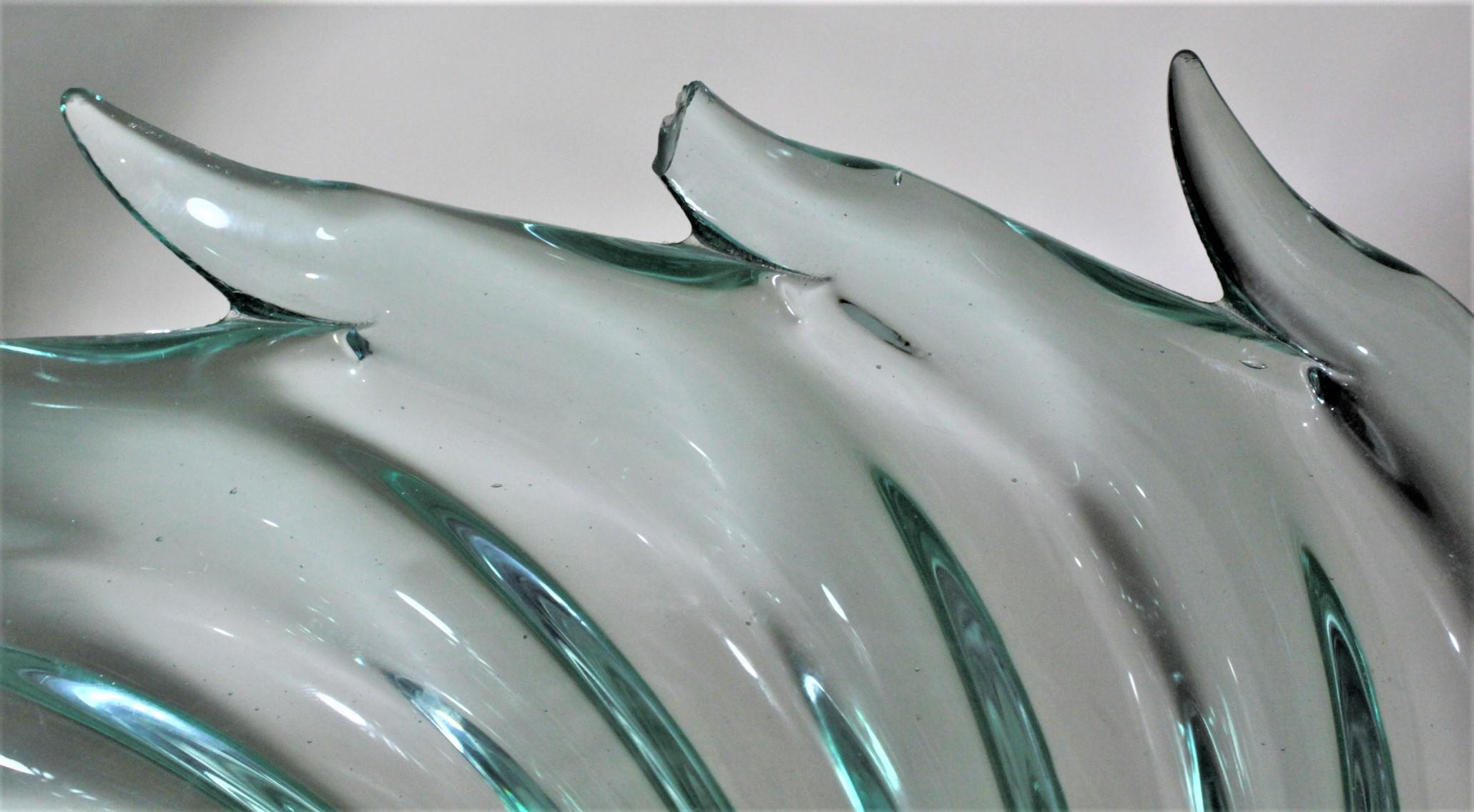 Mid-Century Modern Murano Green Art Glass Swirled Bowl Barovier Attributed For Sale 2