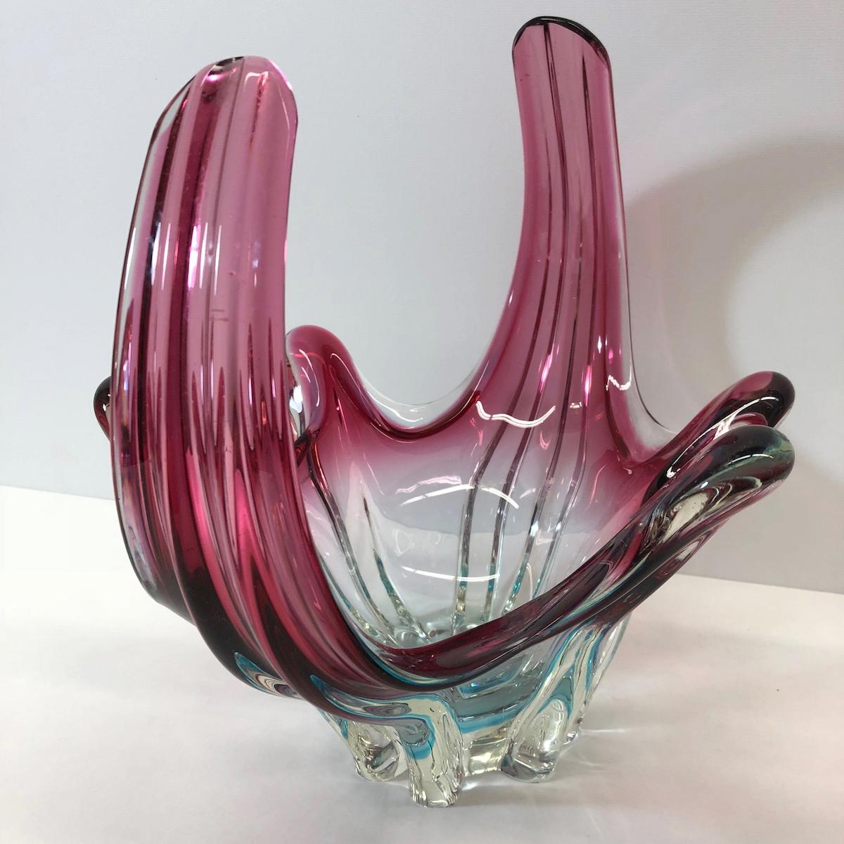 Large Mid-Century Modern Murano Italian Sommerso Art Glass Bowl, 1960s In Good Condition In Nuernberg, DE