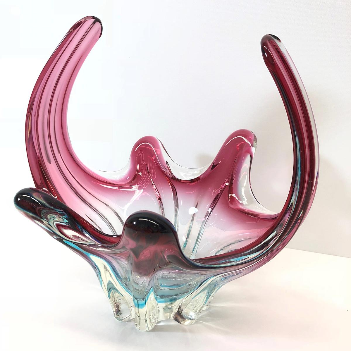 Mid-20th Century Large Mid-Century Modern Murano Italian Sommerso Art Glass Bowl, 1960s