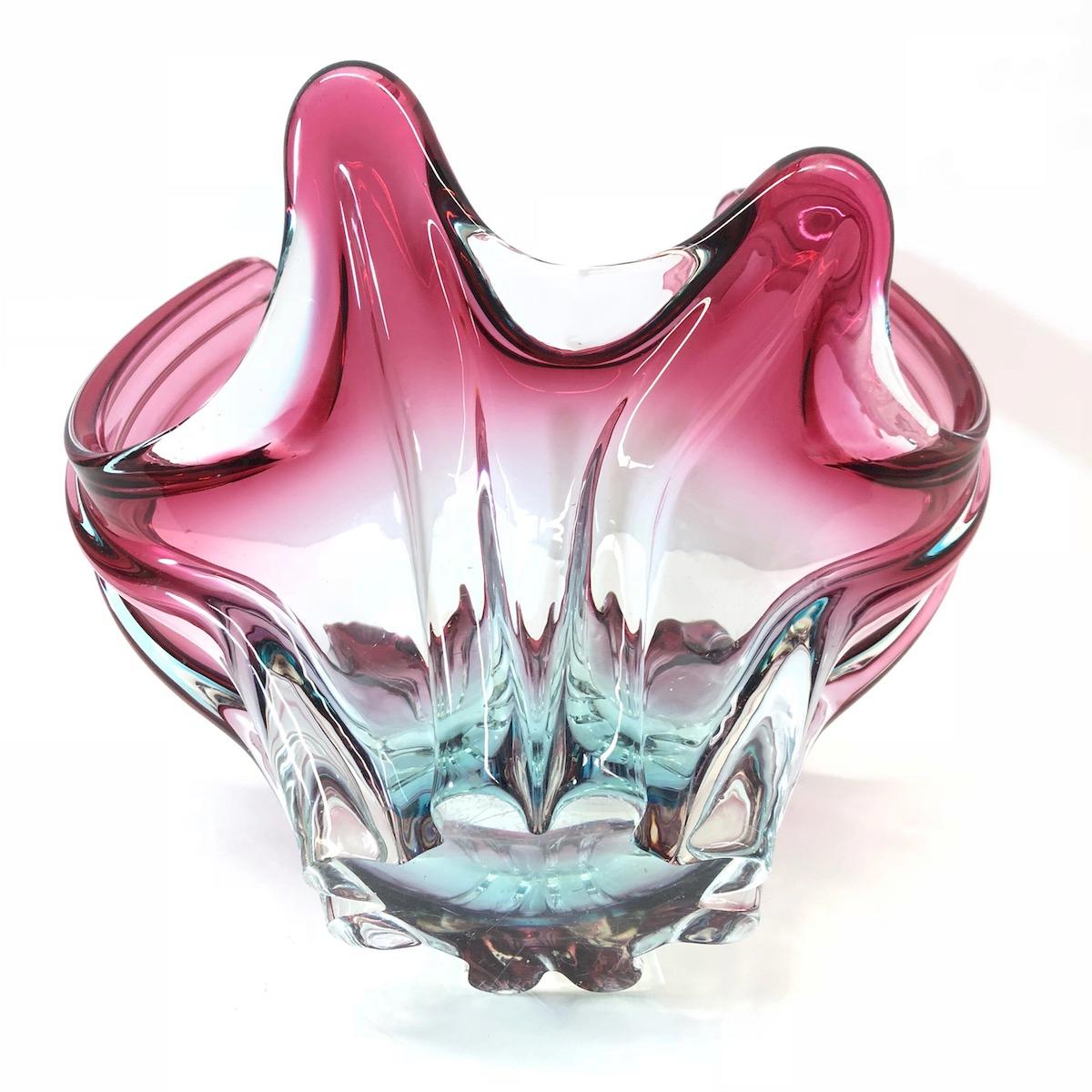 Large Mid-Century Modern Murano Italian Sommerso Art Glass Bowl, 1960s 1