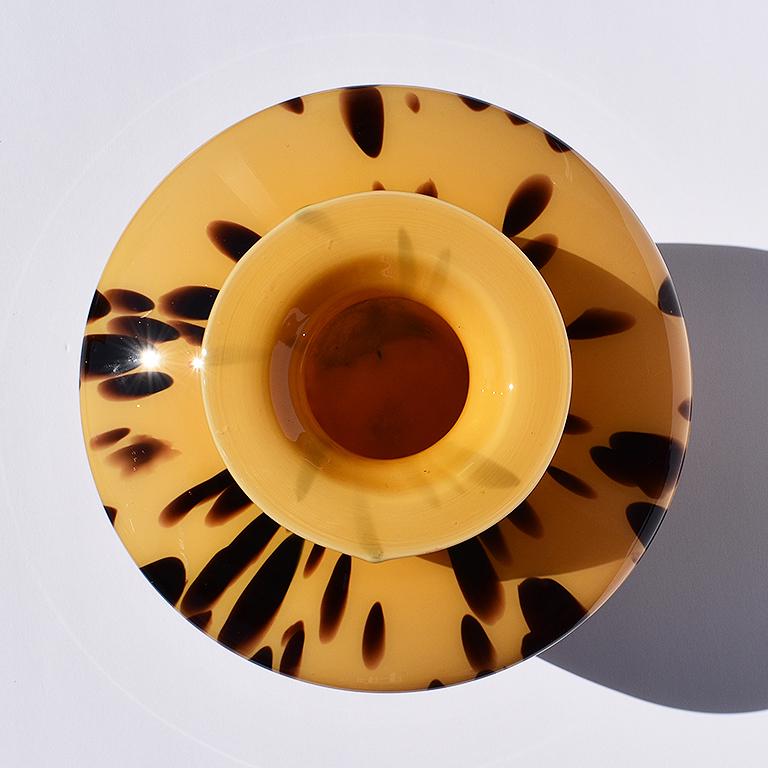 Große Vase aus braunem und braunem Schildpattglas im Murano-Stil der Jahrhundertmitte (20. Jahrhundert) im Angebot
