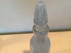 Large Mid-Century Modern Murano Venini Mezza Filligrana Decanter, circa 1950s