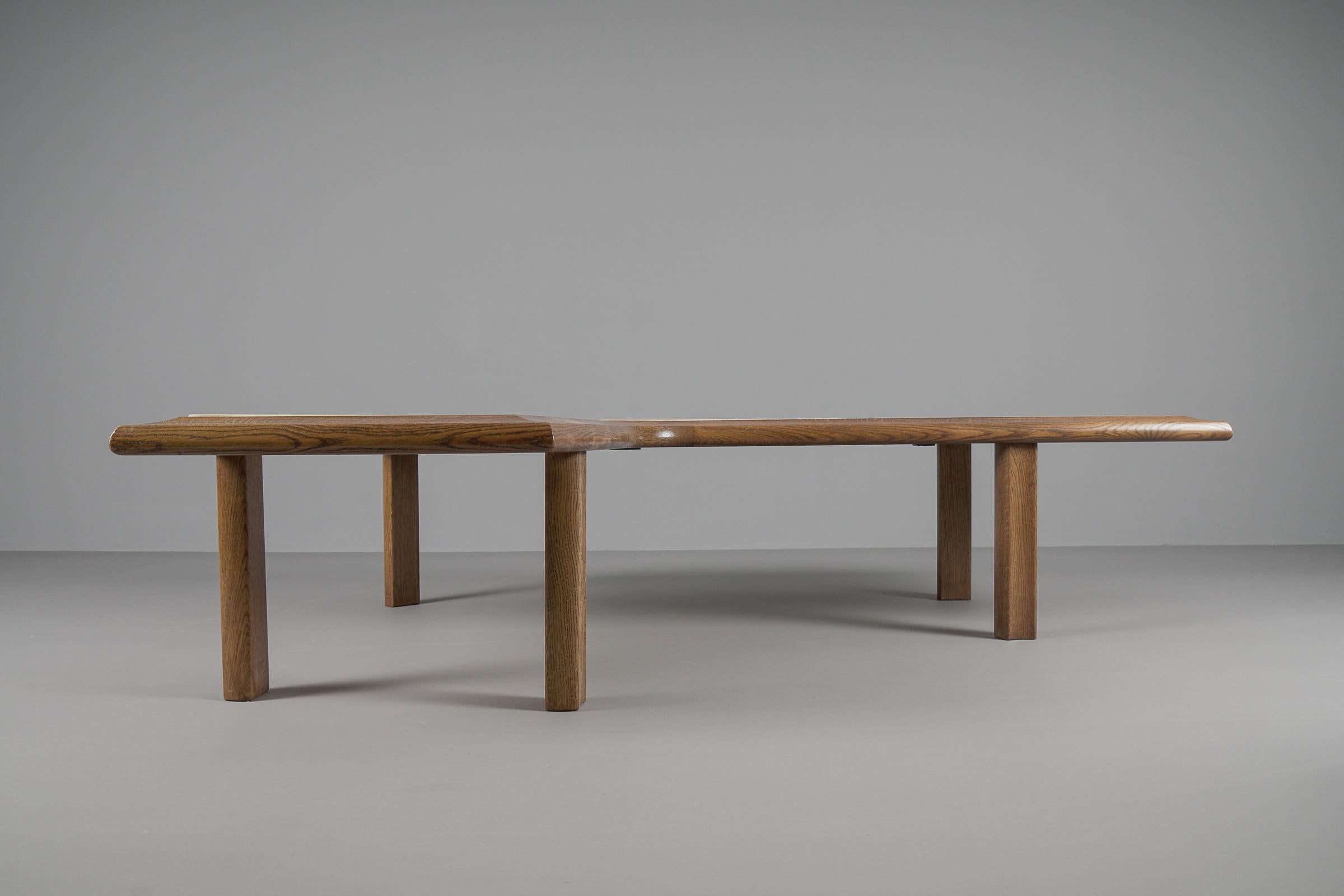 Large Mid-Century Modern Oak and Onyx Bumerang Coffee Table, 1960s For Sale 5