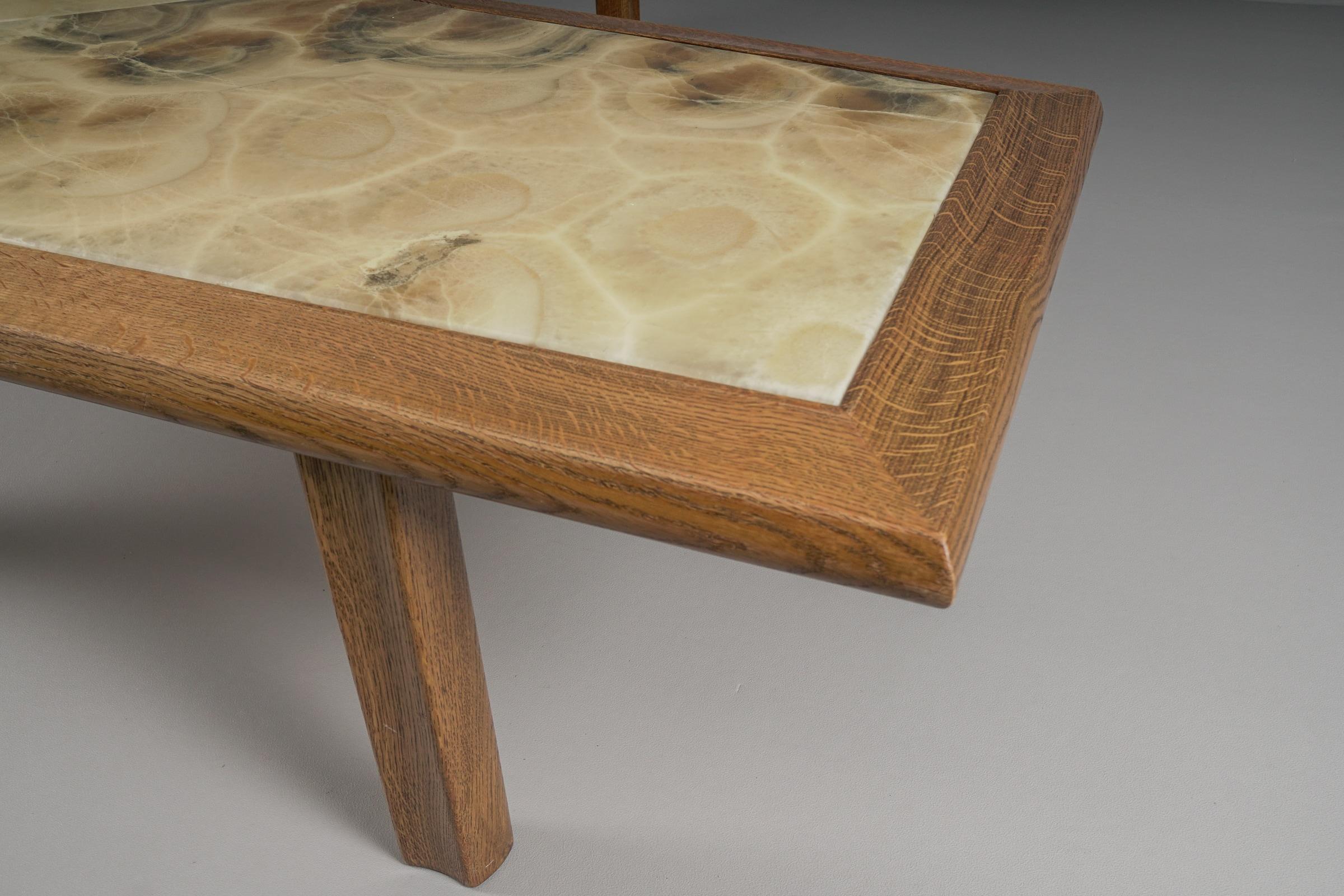 Large Mid-Century Modern Oak and Onyx Bumerang Coffee Table, 1960s For Sale 6