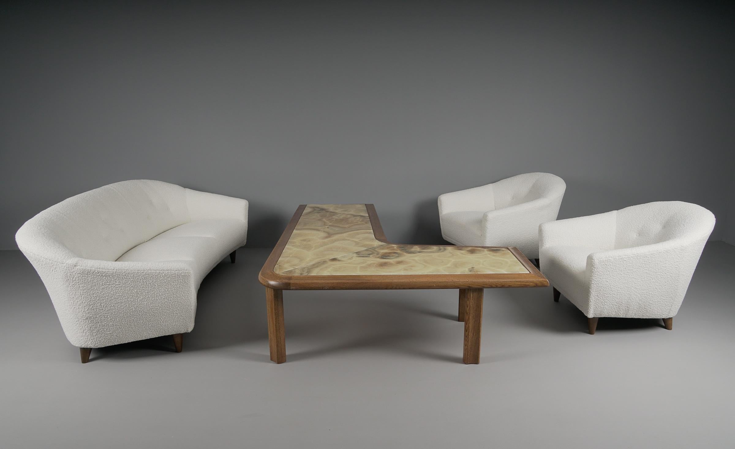 Großer Mid-Century Modern-Couchtisch aus Eiche und Onyx mit Bumerang, 1960er Jahre im Angebot 14