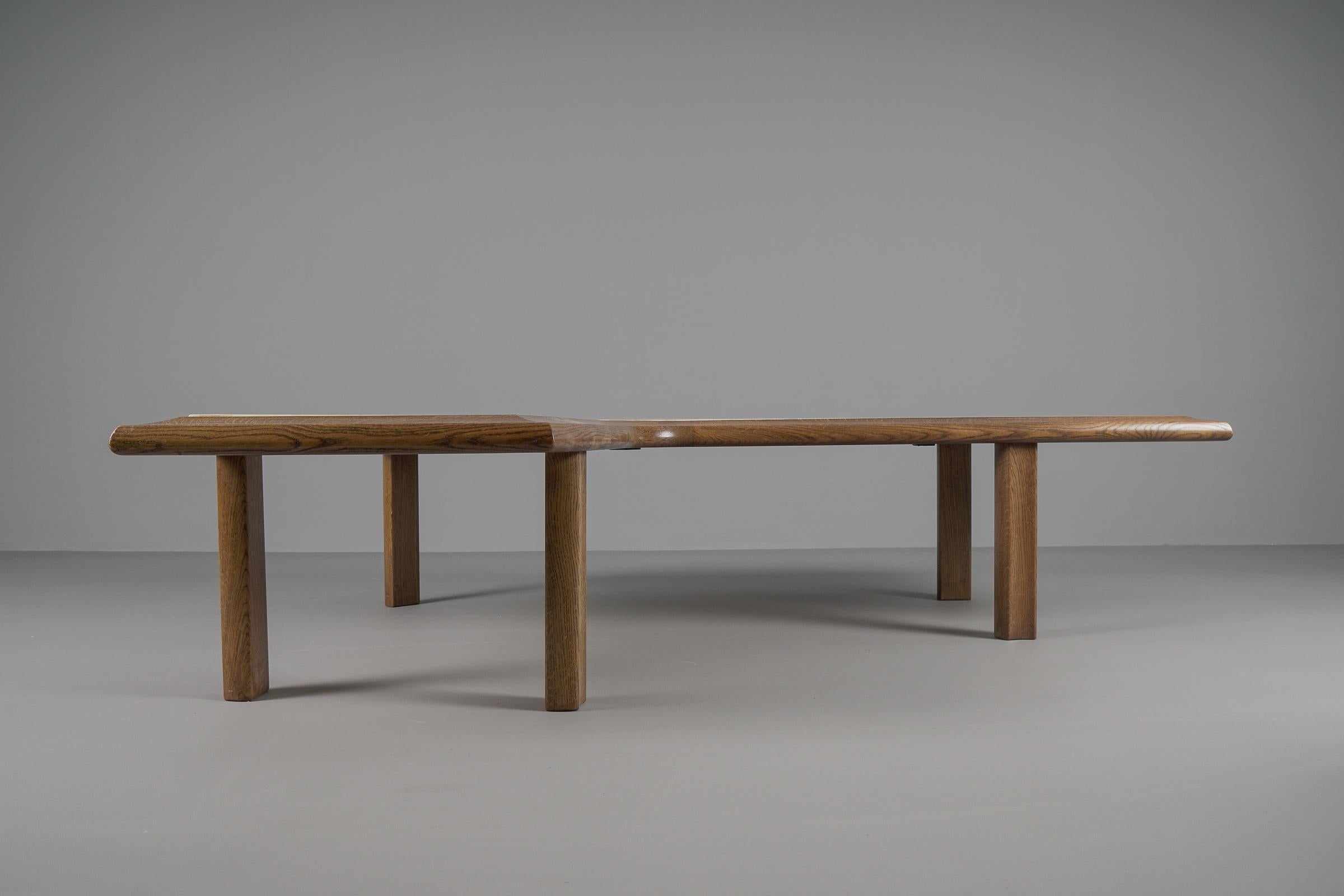 Large Mid-Century Modern Oak and Onyx Bumerang Coffee Table, 1960s For Sale 3