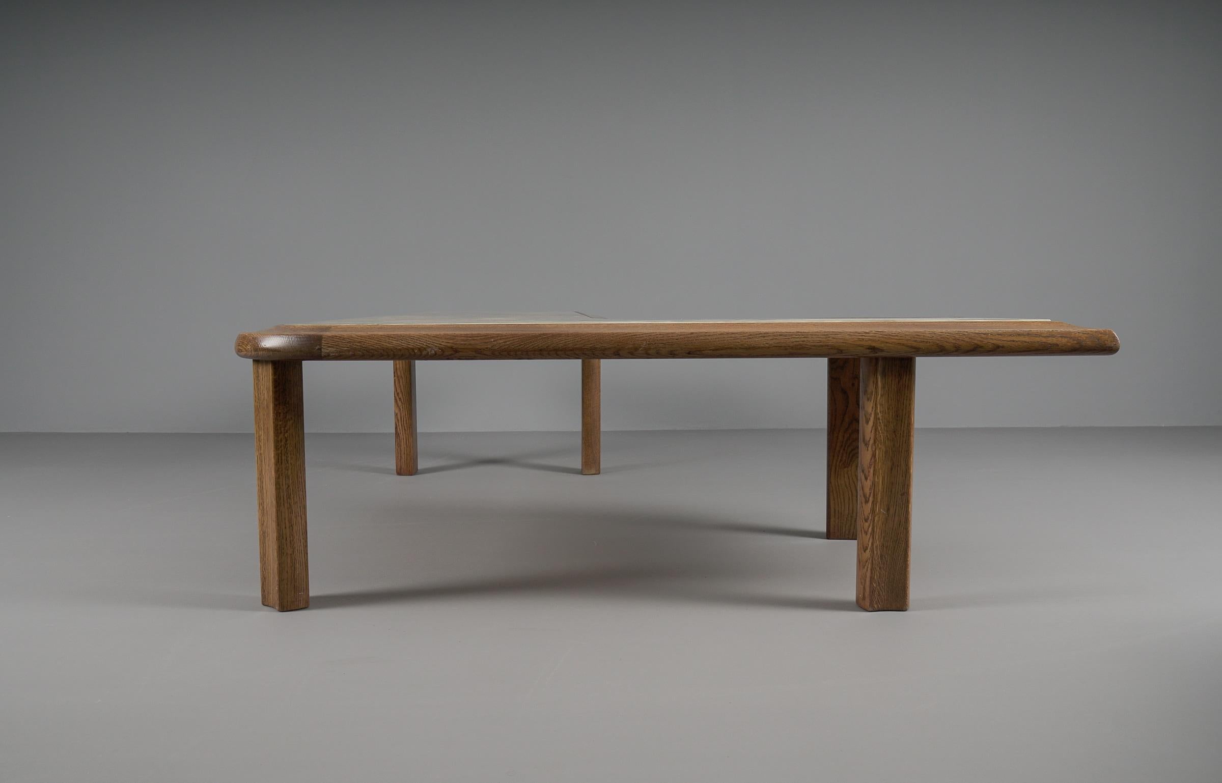 Large Mid-Century Modern Oak and Onyx Bumerang Coffee Table, 1960s For Sale 4