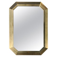Large Mid Century Modern Octagonal Mirror with brass frame, Austria 1960s
