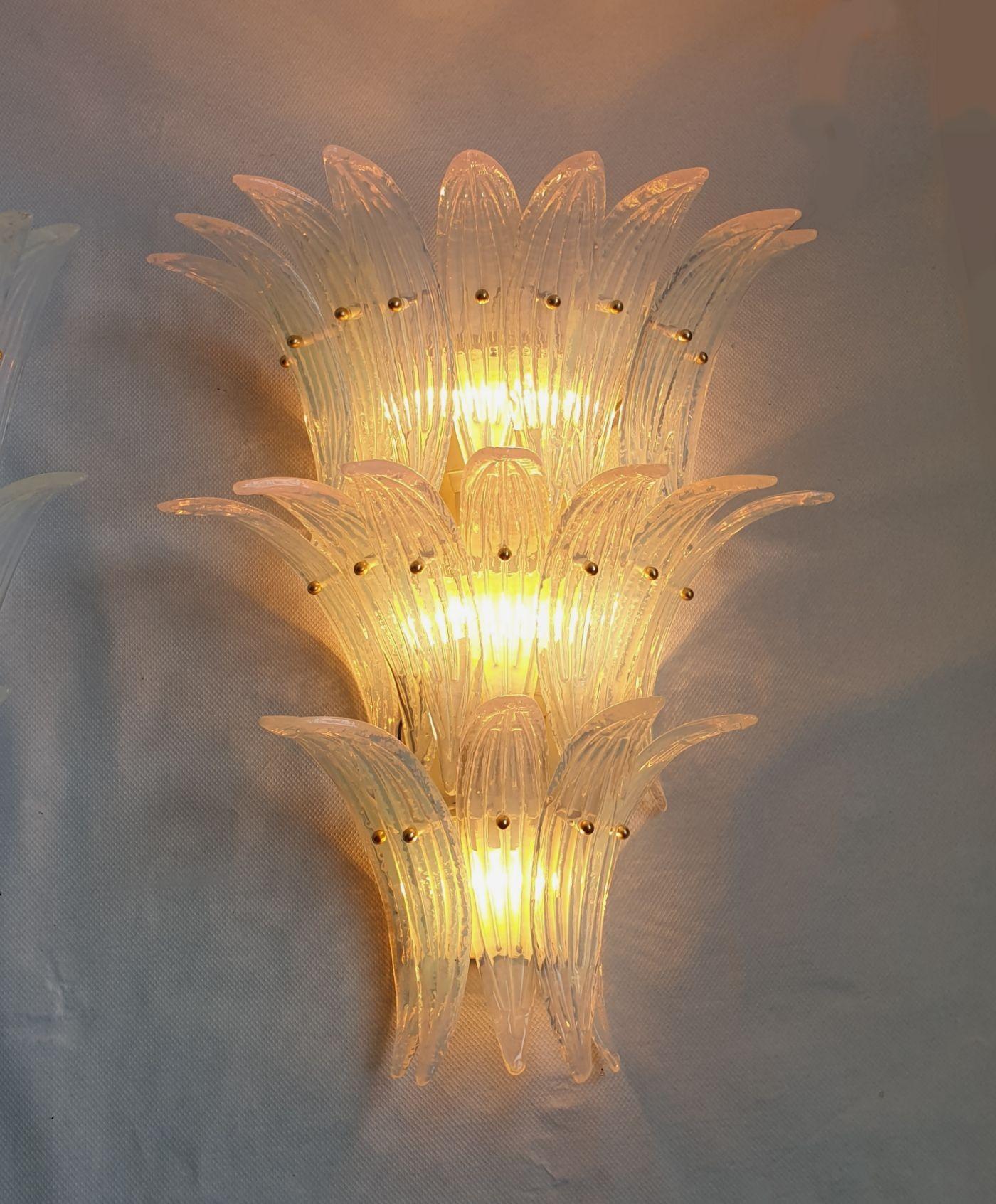 Late 20th Century Opalescent Murano glass Palmette sconces - a pair