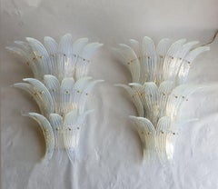 Opalescent Murano glass Palmette sconces - a pair