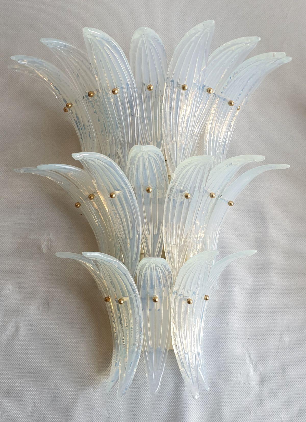 Mid-Century Modern Opalescent Murano glass Palmette sconces - a pair For Sale