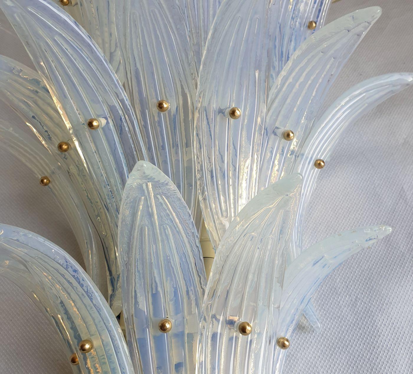 Murano Glass Opalescent Murano glass Palmette sconces - a pair For Sale