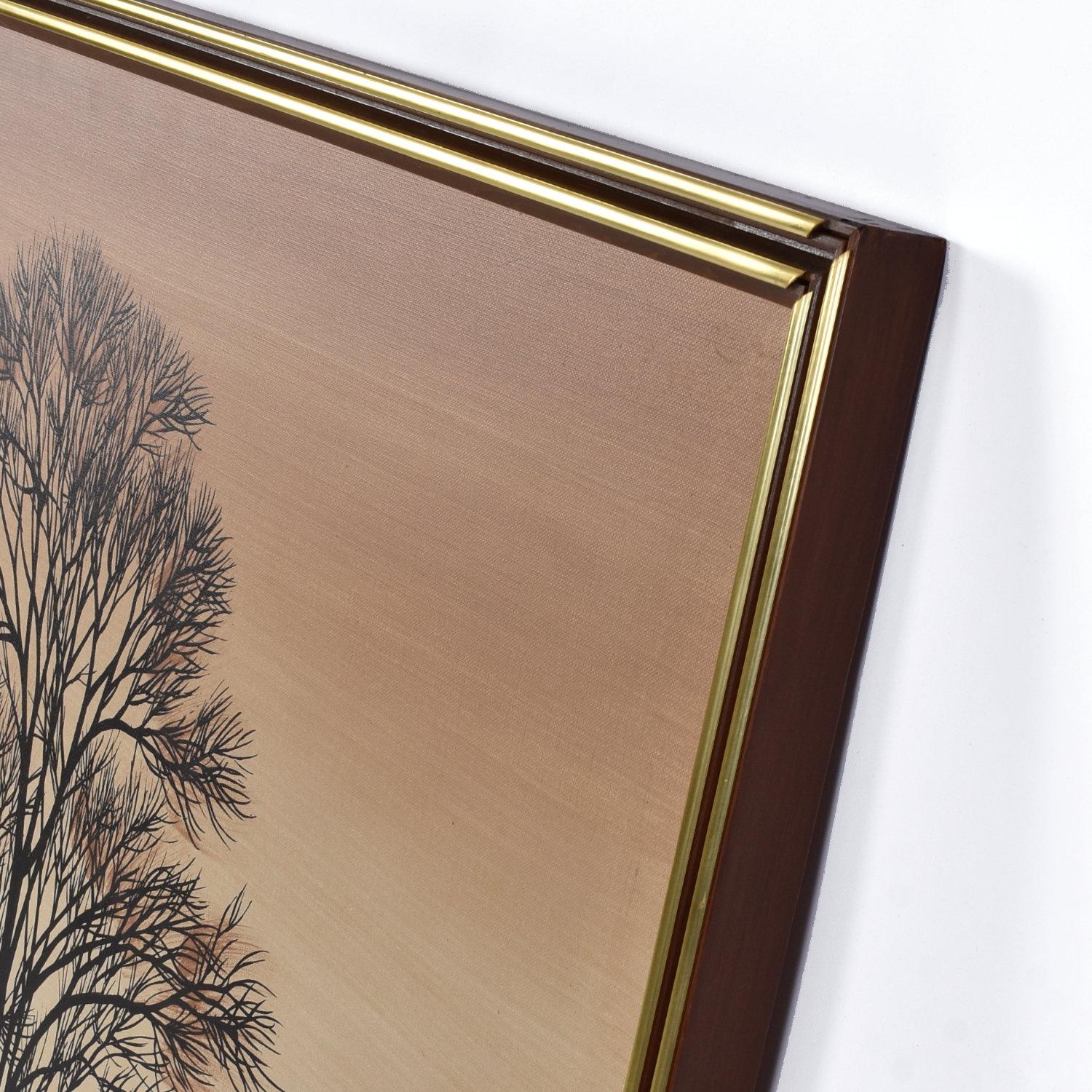 Grande dipinto di paesaggio con albero marrone arancione della metà del secolo scorso, firmato William Williams in vendita 4