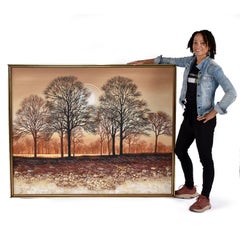 Mid-Century Modern Oil Painting of Tree Grove, USA, 1980s