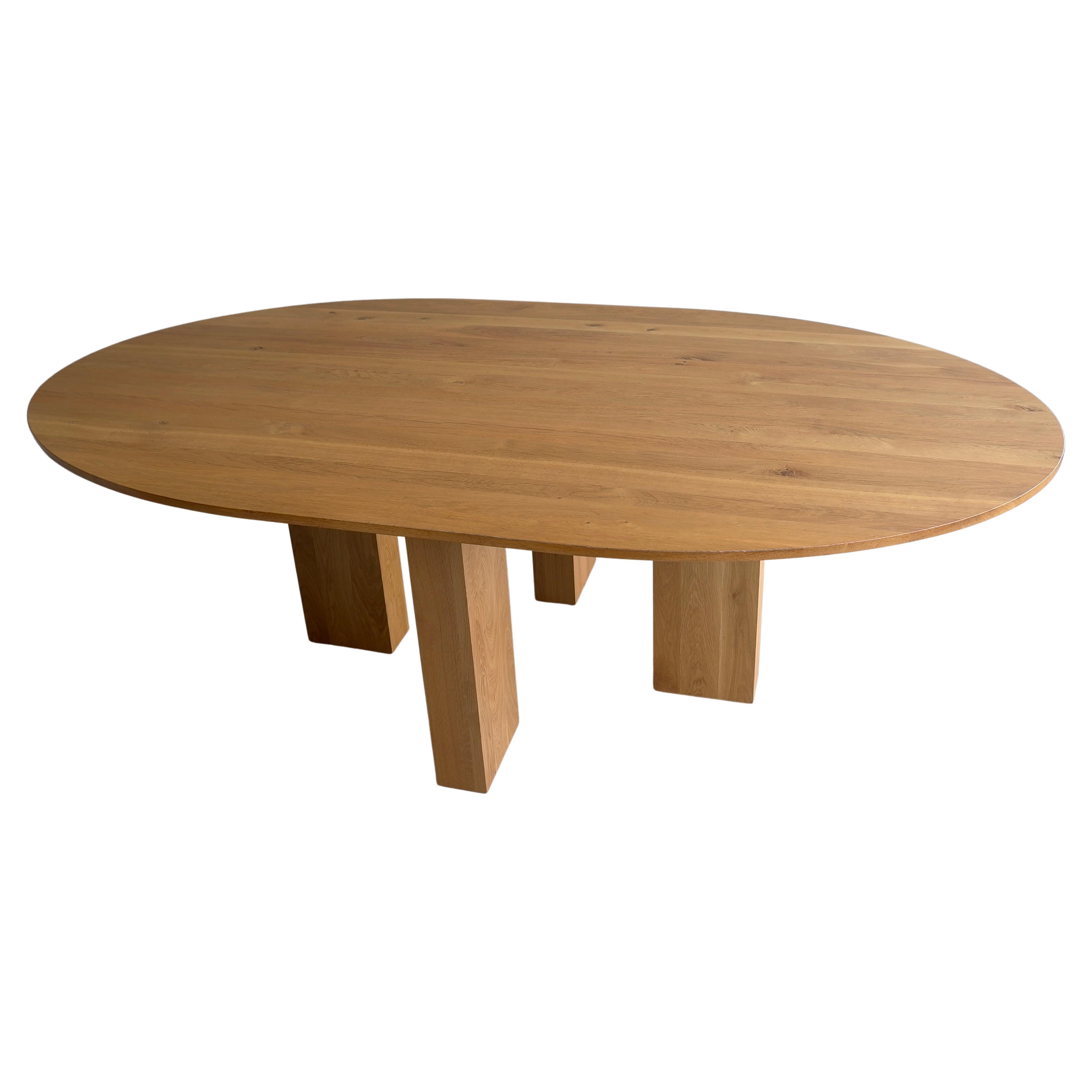 Large Mid-Century Modern Oval Oak European Dining table
