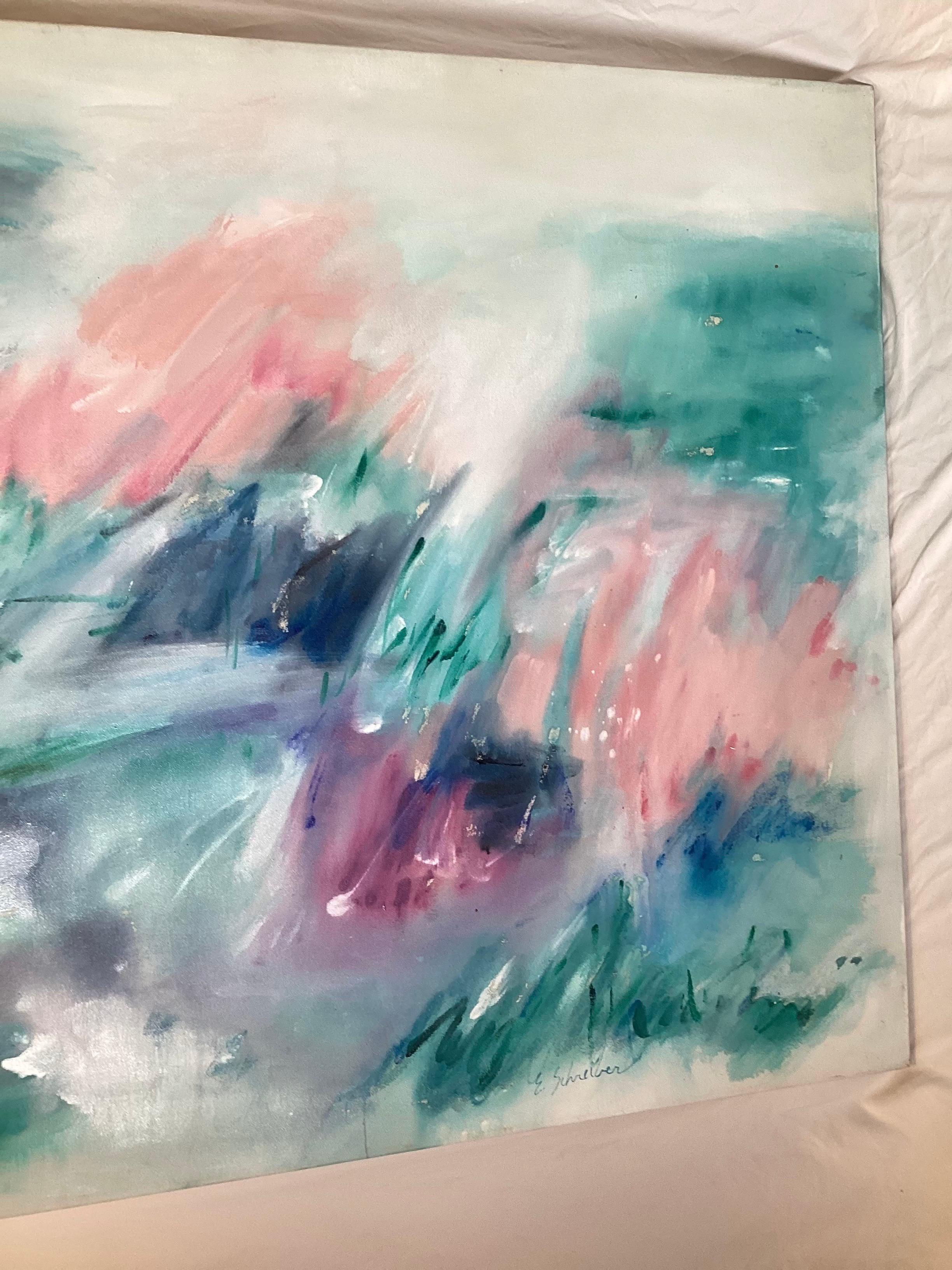 Large Mid Century Modern Painting on Canvas (Moderne der Mitte des Jahrhunderts) im Angebot