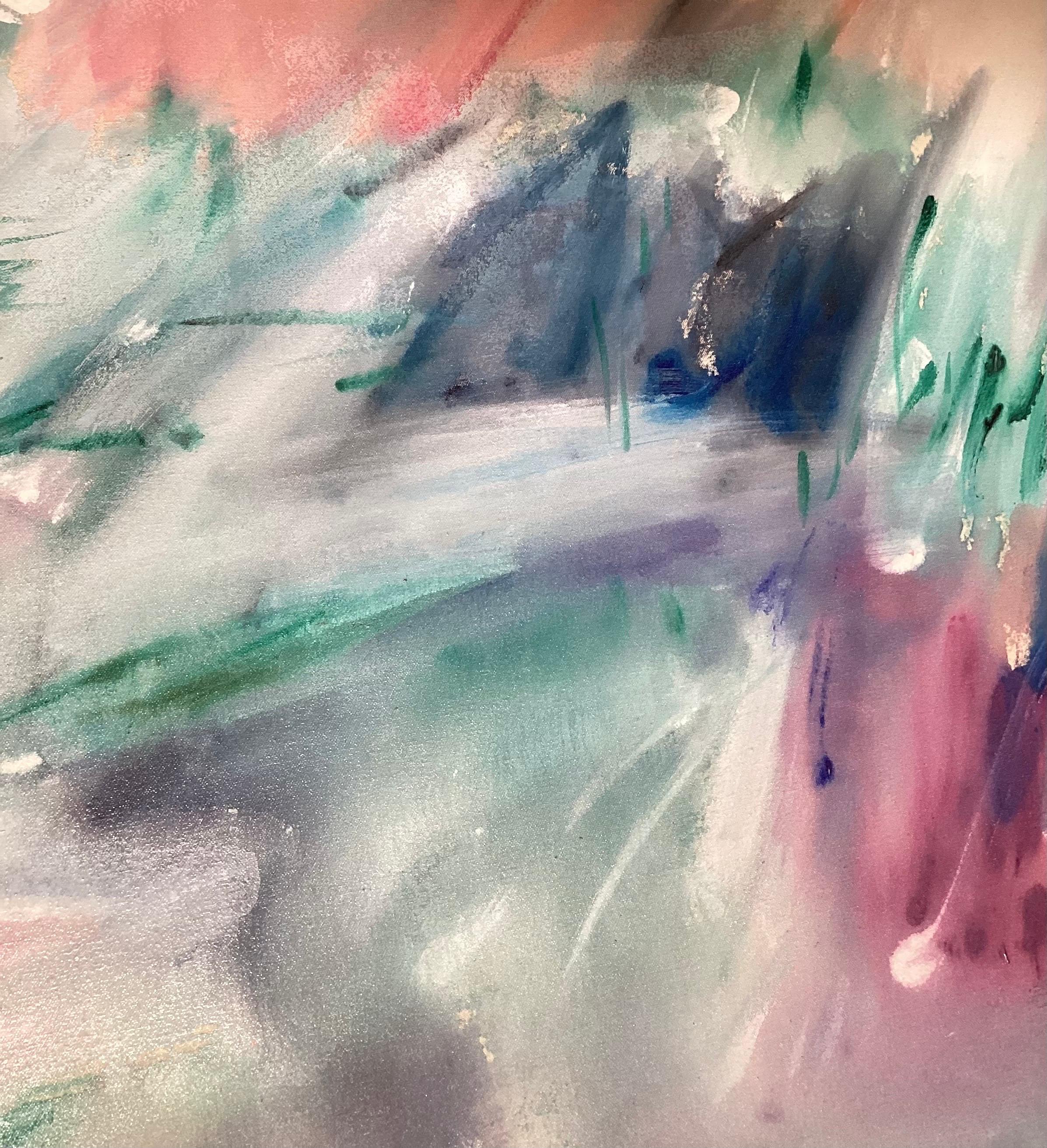 Large Mid Century Modern Painting on Canvas (Ende des 20. Jahrhunderts) im Angebot