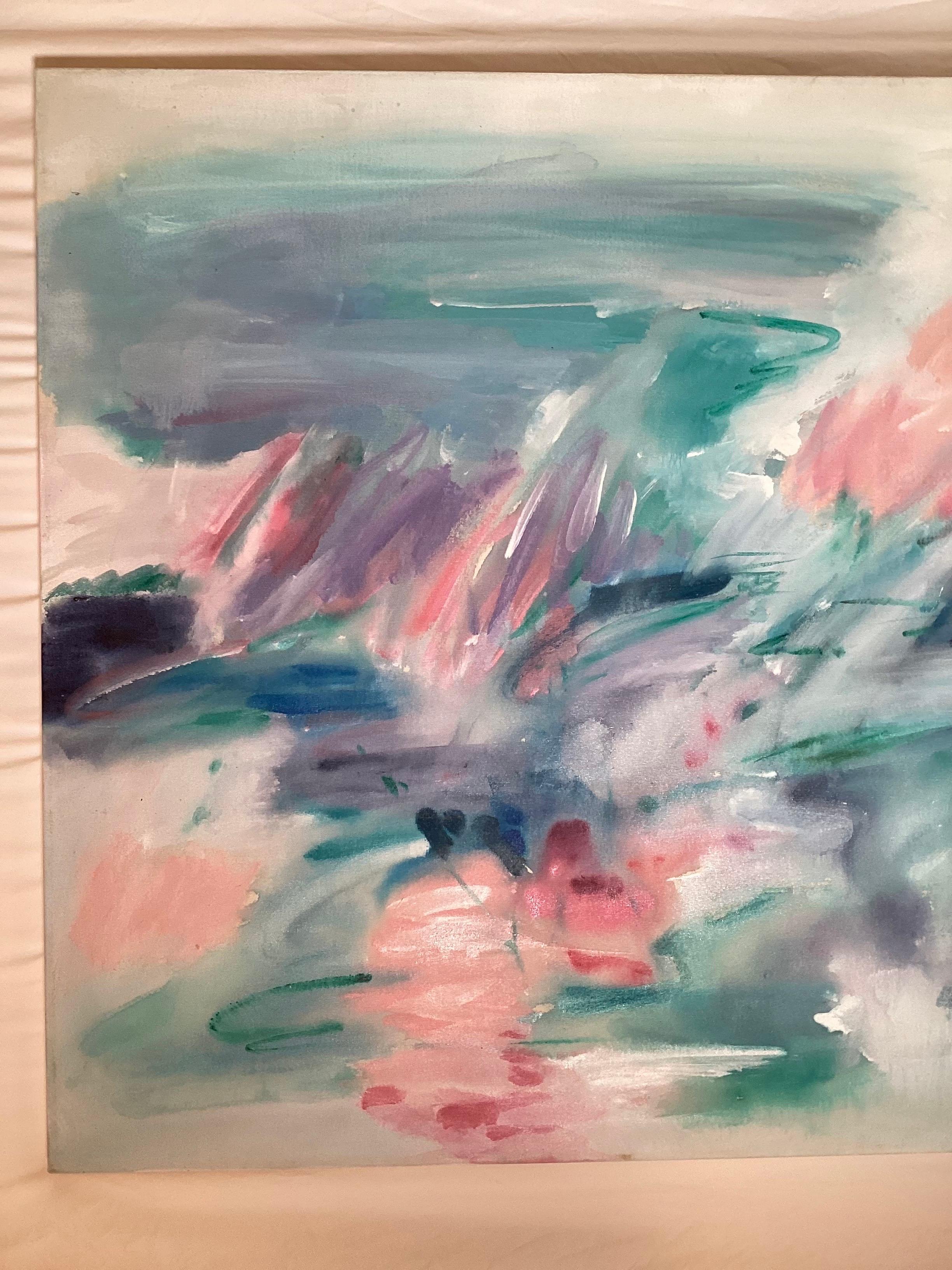 Large Mid Century Modern Painting on Canvas (Acryl) im Angebot