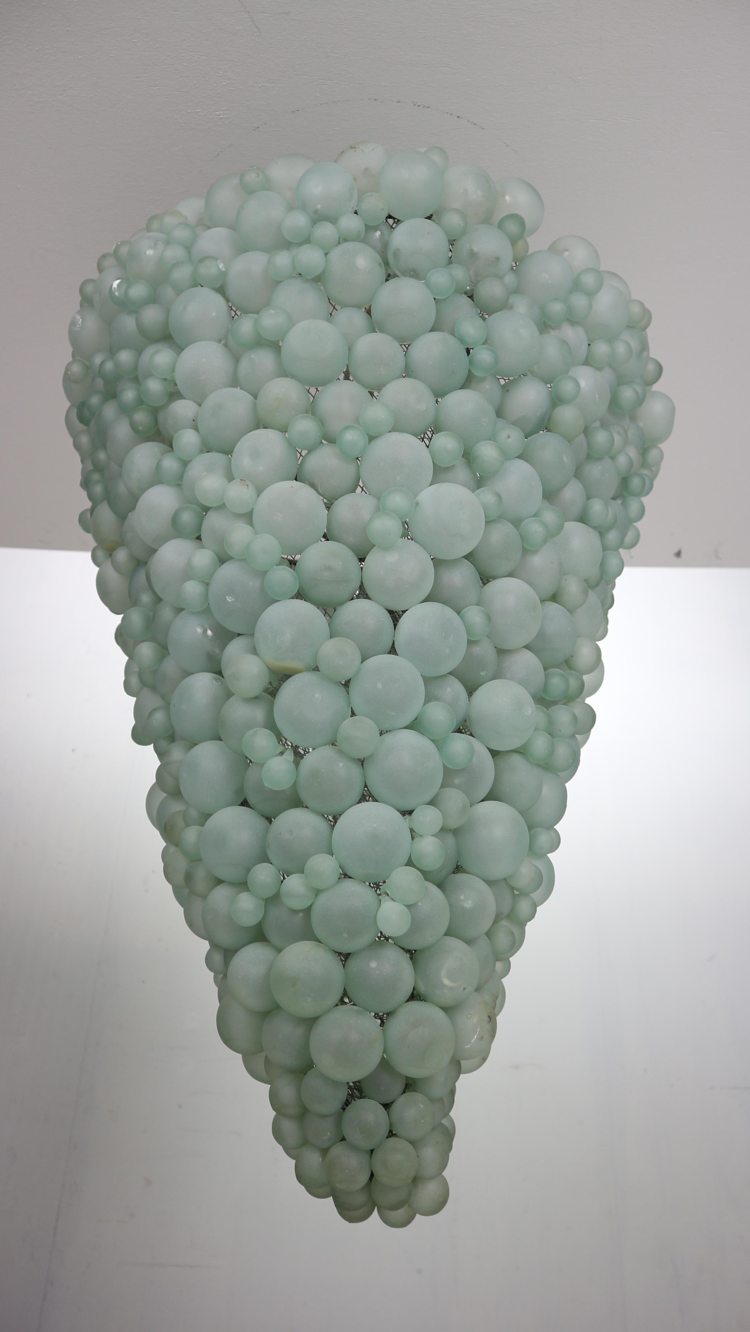 Mid-20th Century Large Mid-Century Modern Pastel Green Blown Murano Grapes Chandelier, Italy 1930