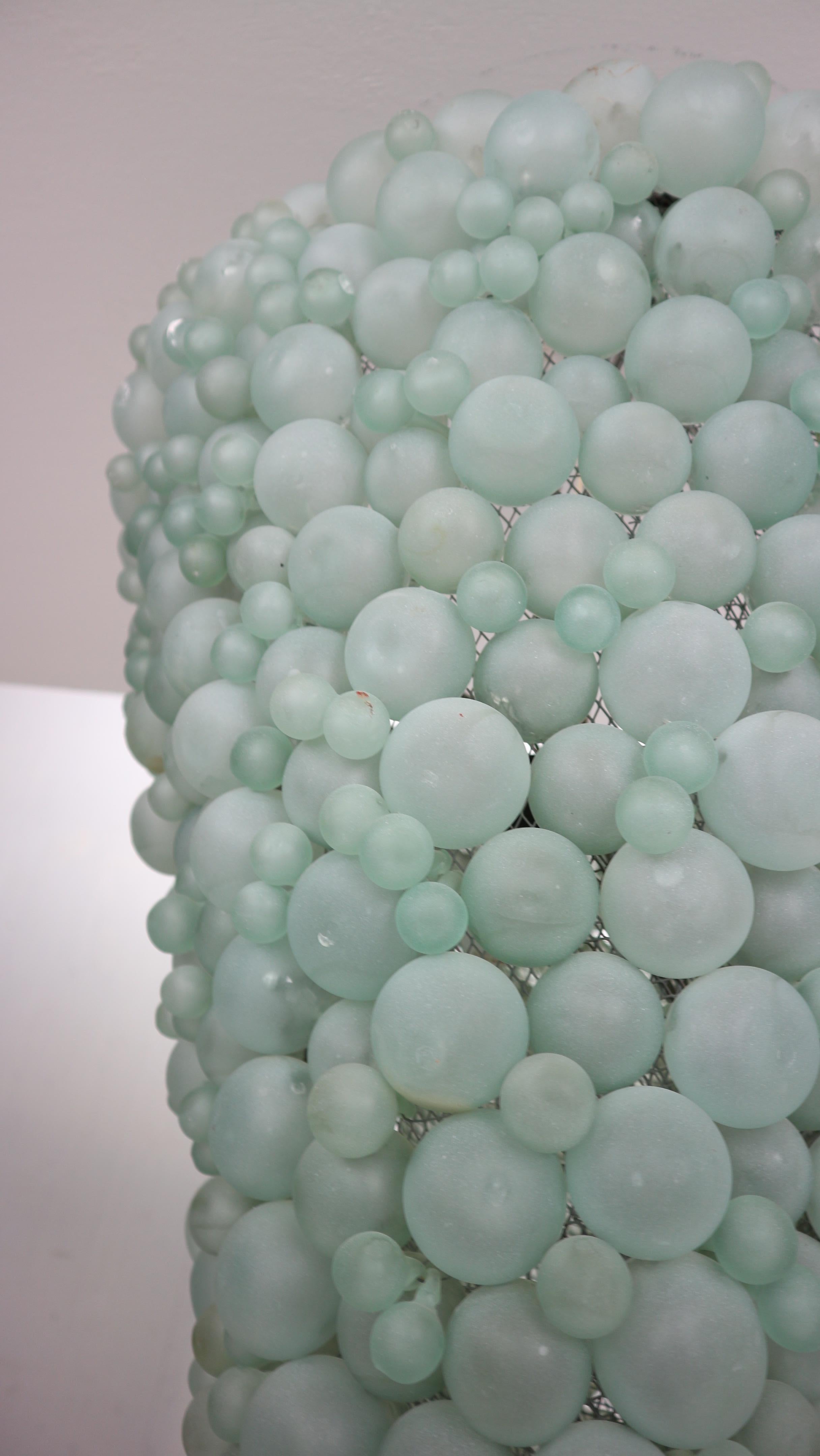 Large Mid-Century Modern Pastel Green Blown Murano Grapes Chandelier, Italy 1930 2