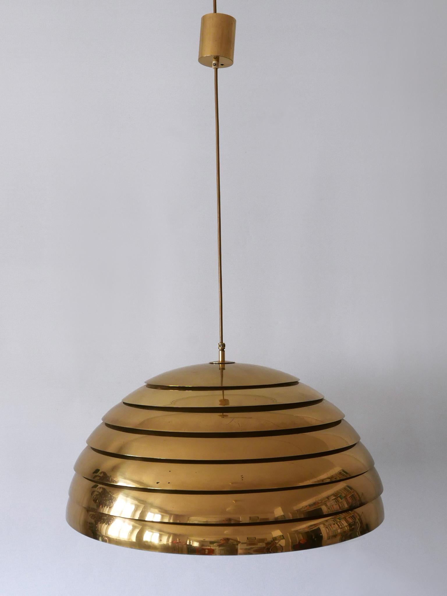 Brass Large Mid-Century Modern Pendant Lamp by Vereinigte Werkstätten Germany 1960s For Sale