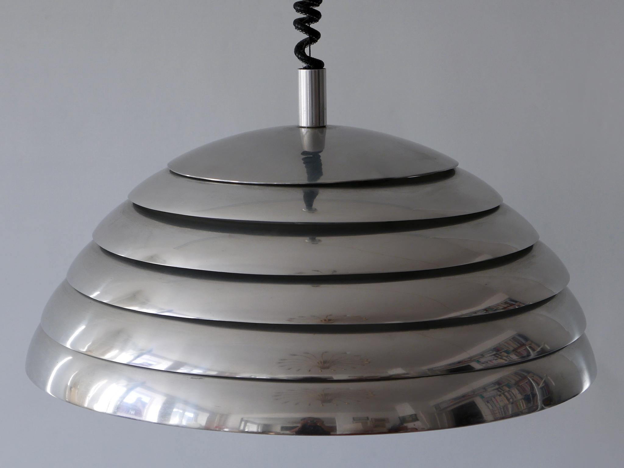 Polished Large Mid-Century Modern Pendant Lamp by Vereinigte Werkstätten München, 1960s For Sale