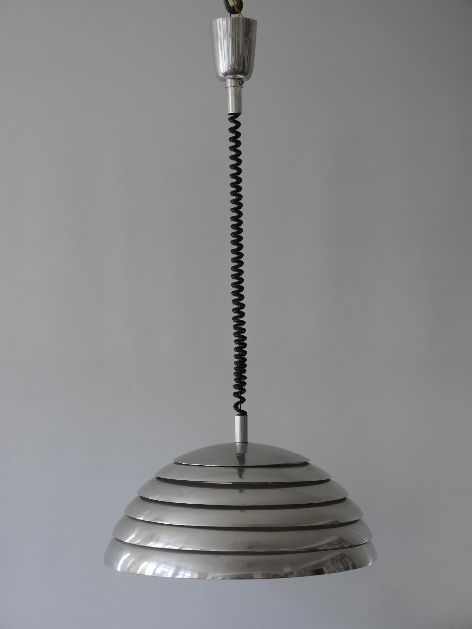 Aluminum Large Mid-Century Modern Pendant Lamp by Vereinigte Werkstätten München, 1960s For Sale
